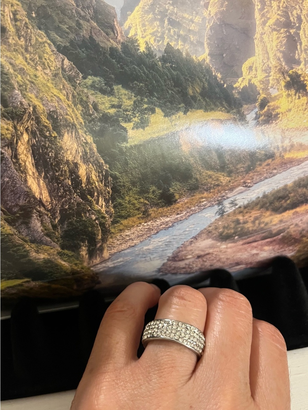 Crystal Pavé Wide Band Ring - Silver Tone